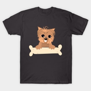 Blonde yorkie with a bone T-Shirt